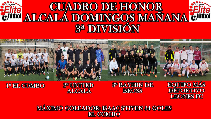 CUADRO DE HONOR. ALCALÁ DOMINGOS MAÑANA 3ª DIVISION